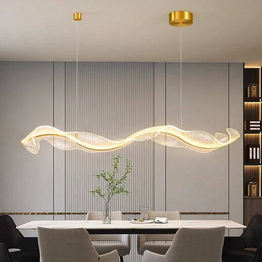 Modern LED Pendant Light, Dimmable Acrylic and Iron Hanging Lamp, 100–220cm Length, Remote or Touch Control for Dining Areas - product view 1