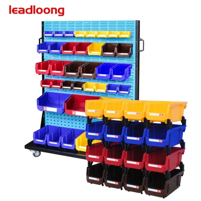 Stackable Plastic Organizer Bins, 9-Piece Rectangular Workshop Storage Set, Glossy Finish, 200 × 130 × 110 mm, White - product view 2