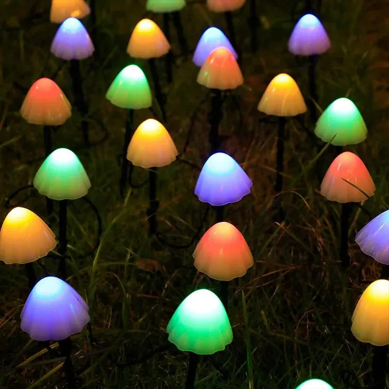 Solar Mushroom Garden Lights, 10 LED Waterproof Outdoor Pathway Decor, 3.5m String, Warm White, Cool White or Colorful - product view 3