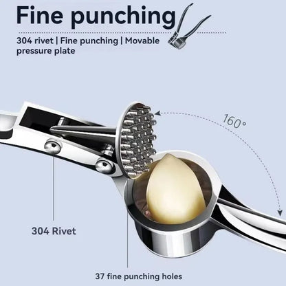 Manual Stainless Steel Blade Garlic Press, Zinc Alloy Garlic Crusher, 16 x 5 cm Silver Kitchen Tool - product view 5