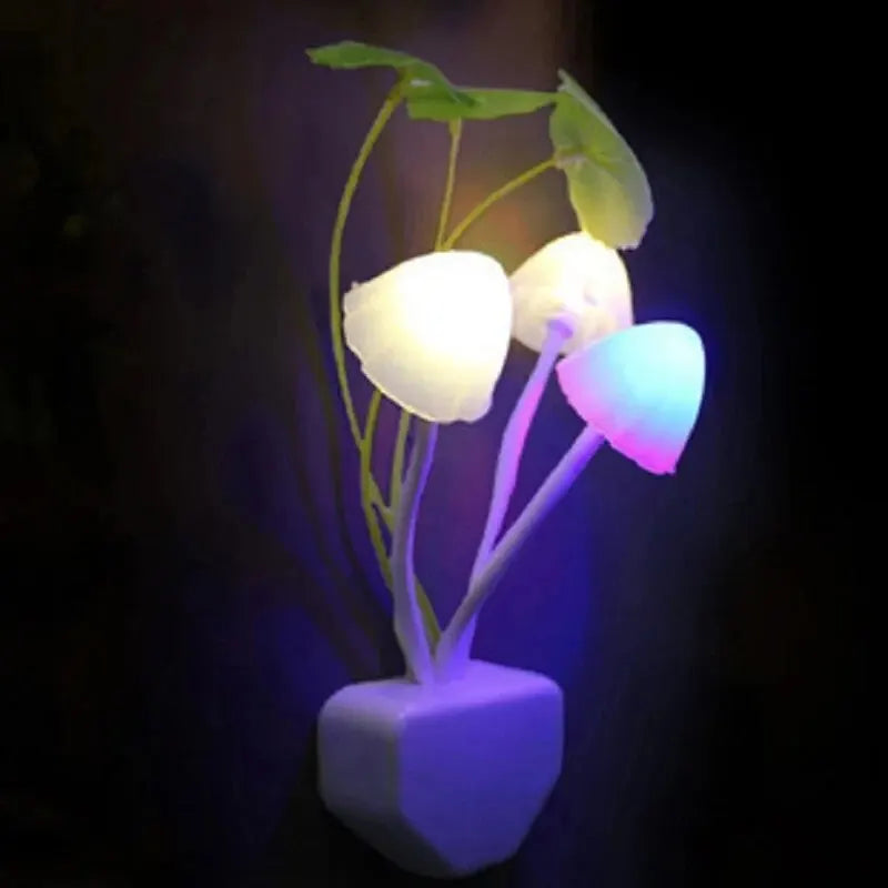 LED Mushroom Night Light, Light-Sensing Colorful Design, ABS Body, US or EU Plug Options for Bedroom and Wall Lighting - product view 1