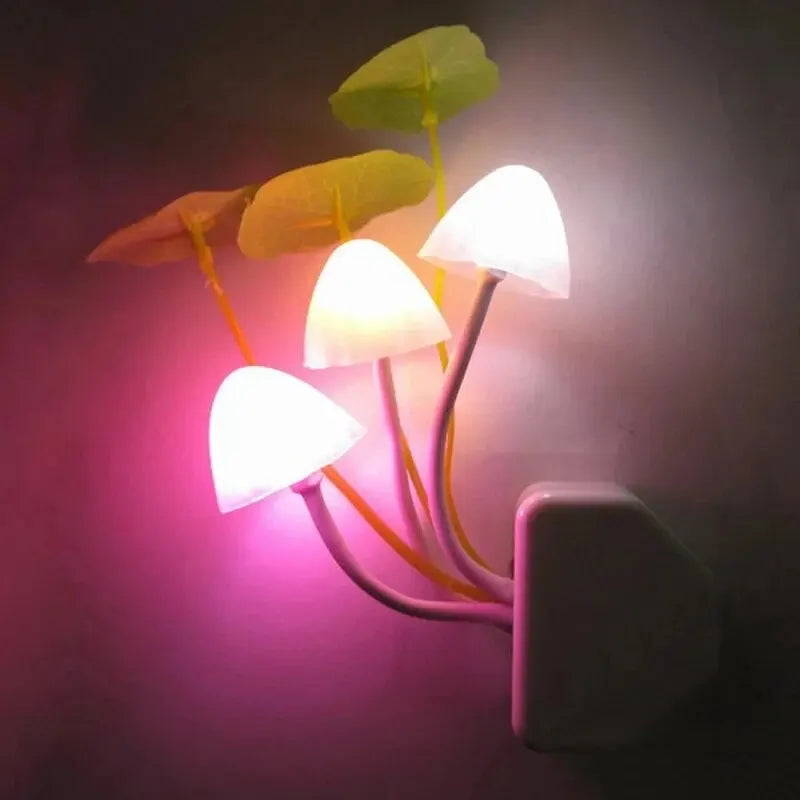 LED Mushroom Night Light, Light-Sensing Colorful Design, ABS Body, US or EU Plug Options for Bedroom and Wall Lighting - product view 2