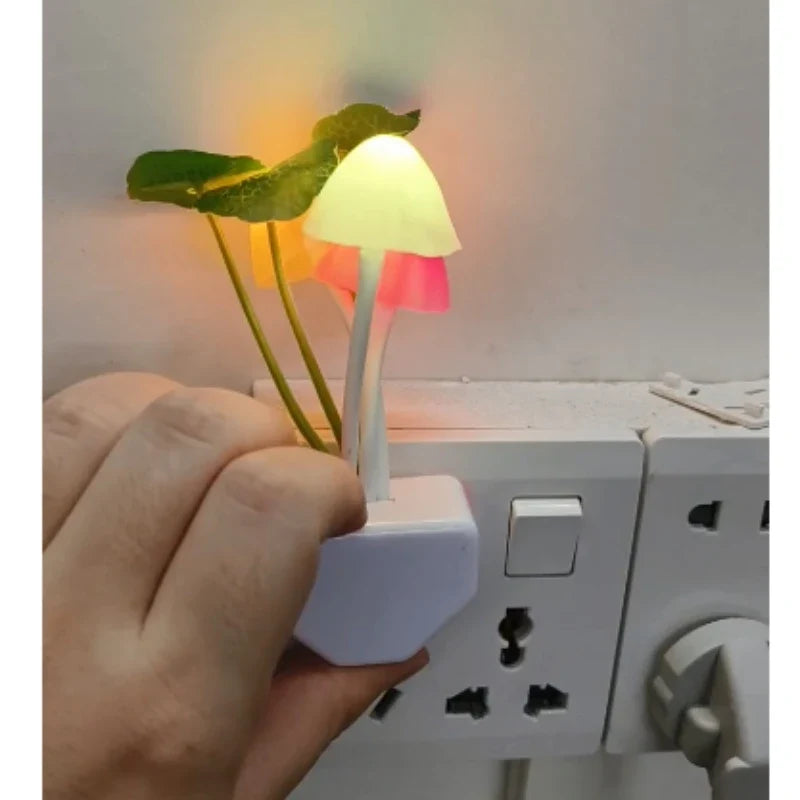 LED Mushroom Night Light, Light-Sensing Colorful Design, ABS Body, US or EU Plug Options for Bedroom and Wall Lighting - product view 6
