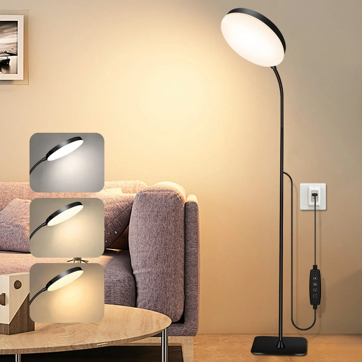 LED Floor Lamp, Dimmable Reading Light with 3 Brightness Levels, 3 Color Temperatures and 360° Flexible Gooseneck - product view 1