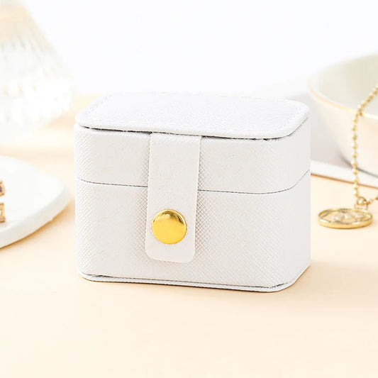 Travel Jewelry Organizer, Portable Leather Carrying Case for Rings, Necklaces and Earrings, Compact Storage in White, Black or Pink - product view 1
