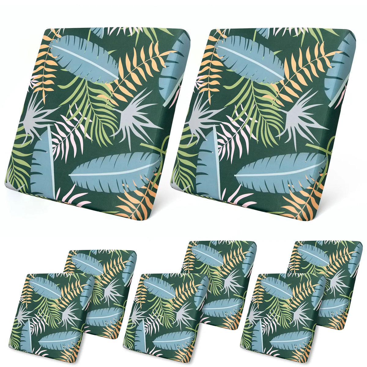 Outdoor Patio Cushion Cover, Stretch Jacquard Polyester Sofa Slipcover, Square Seat Protector in 3, 6 or 8 Pieces - product view 3