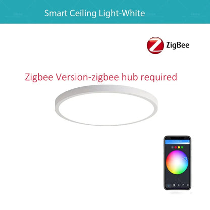 Smart LED Ceiling Light, Dimmable Tuya Wi-Fi or Zigbee Control, 100–240V, Voice Compatible, White ABS Housing for Home - product view 2