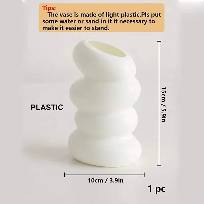 Modern Resin Bud Vase, White Spiral Flower Arrangement Ornament, Medium Size for Kitchen, Living Room and Bedroom - product view 5
