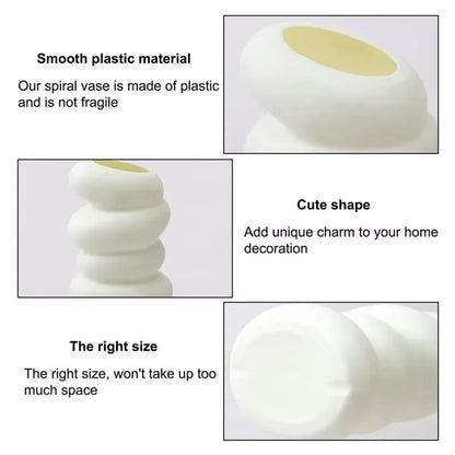 Modern Resin Bud Vase, White Spiral Flower Arrangement Ornament, Medium Size for Kitchen, Living Room and Bedroom - product view 6