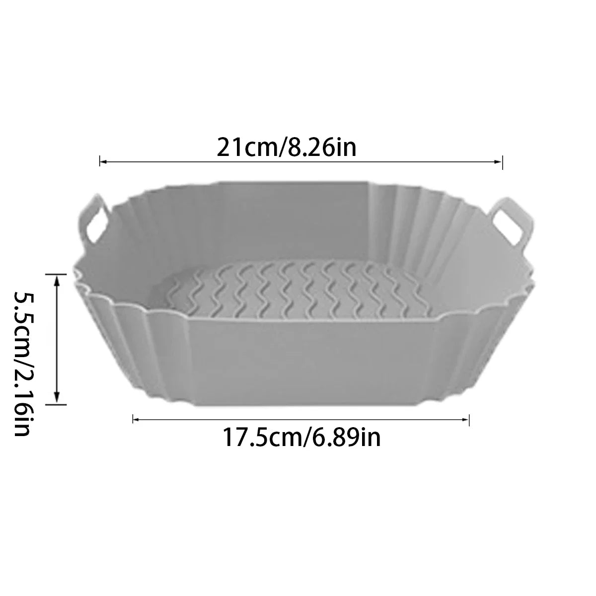 Silicone Air Fryer Liner, Reusable Non-Stick Square Baking Pot with Handles, Heat Resistant to 240°C, 17 cm or 21 cm - product view 2