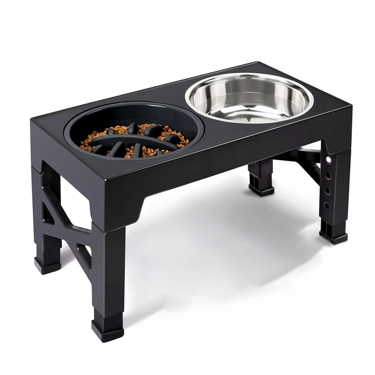 Adjustable Elevated Dog Bowl Stand with Double Stainless Steel Bowls, 43 x 23 cm Raised Feeder for All Breeds - product view 2