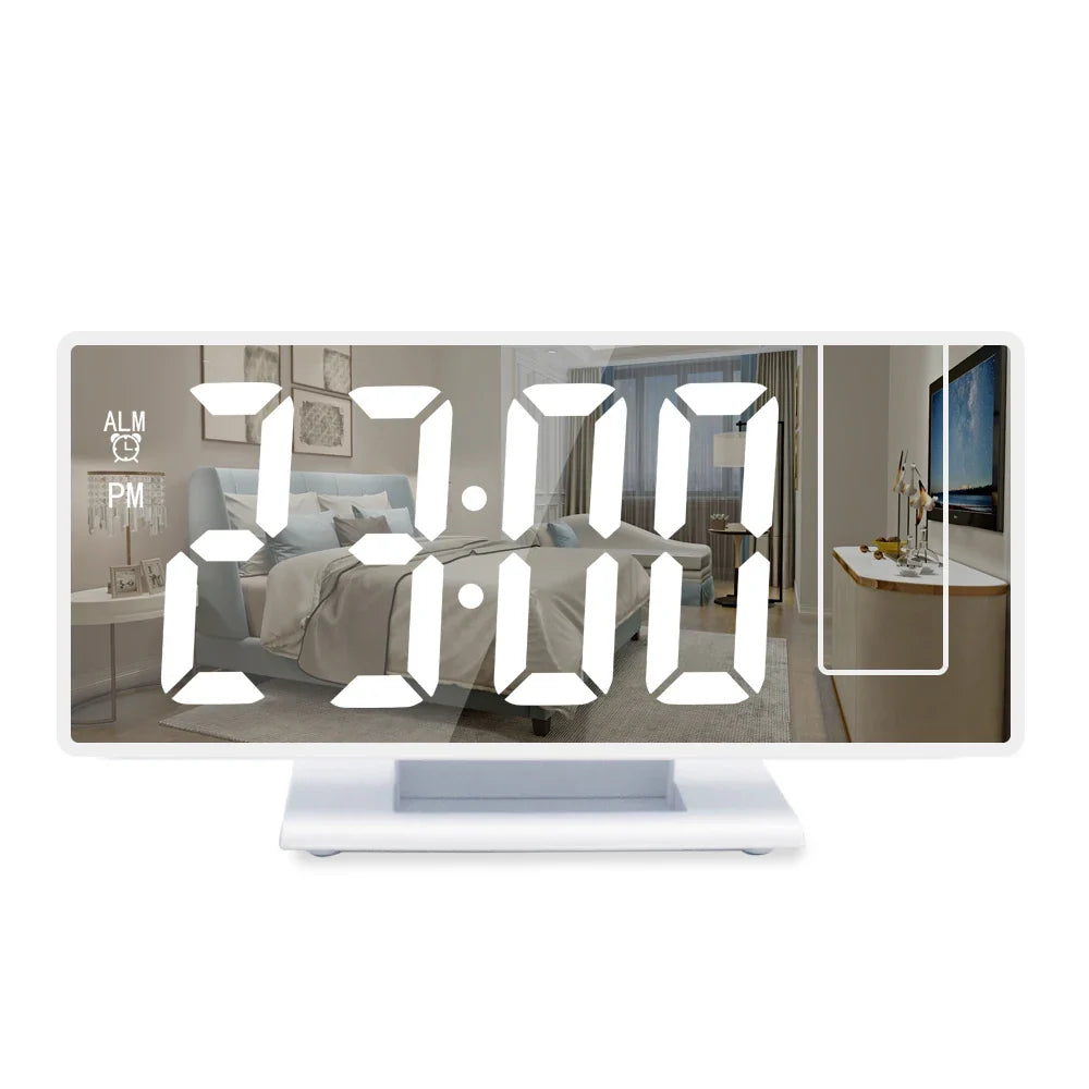 USB Projection Alarm Clock, 12/24-Hour Digital LED Display with Temperature, Snooze and Adjustable Night Mode - product view 2