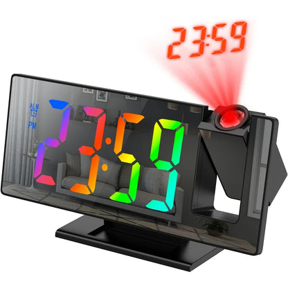 USB Projection Alarm Clock, 12/24-Hour Digital LED Display with Temperature, Snooze and Adjustable Night Mode - product view 6