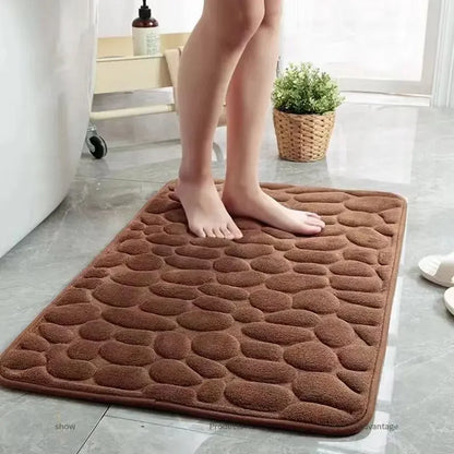 Modern Bathroom Shower Mat, 3D Cobblestone Embossed Cloth Floor Mat, 40 x 60 cm, Machine-Made Solid Design - product view 1