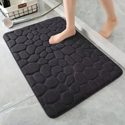 Modern Bathroom Shower Mat, 3D Cobblestone Embossed Cloth Floor Mat, 40 x 60 cm, Machine-Made Solid Design - product view 2