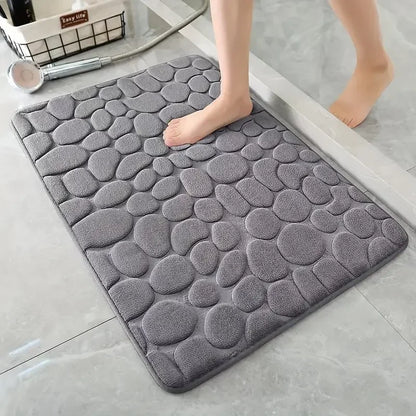 Modern Bathroom Shower Mat, 3D Cobblestone Embossed Cloth Floor Mat, 40 x 60 cm, Machine-Made Solid Design - product view 3