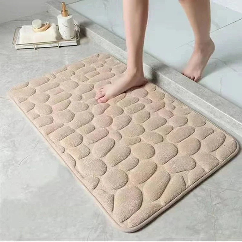 Modern Bathroom Shower Mat, 3D Cobblestone Embossed Cloth Floor Mat, 40 x 60 cm, Machine-Made Solid Design - product view 4