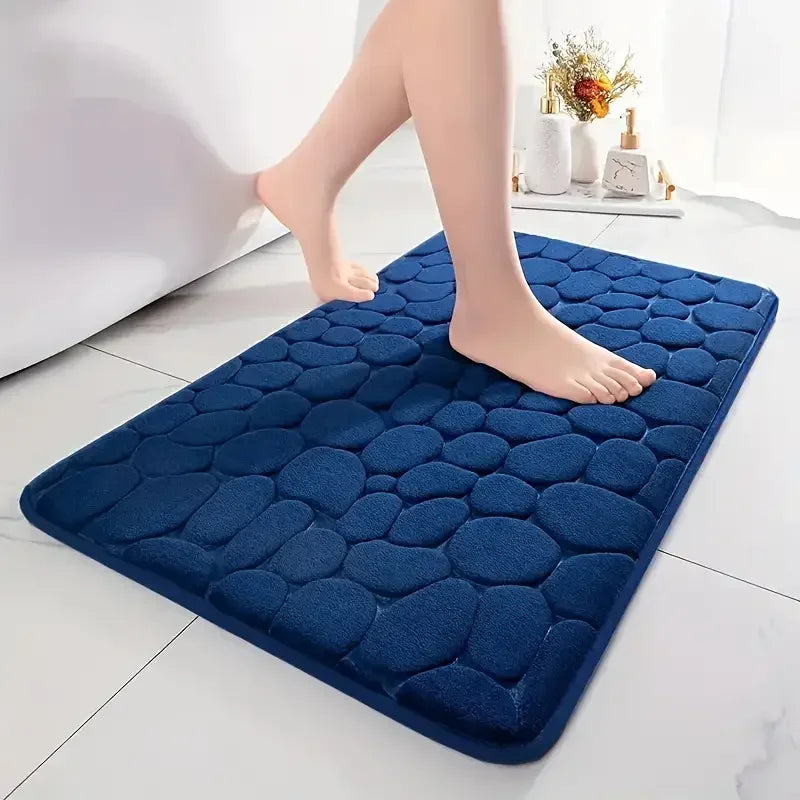 Modern Bathroom Shower Mat, 3D Cobblestone Embossed Cloth Floor Mat, 40 x 60 cm, Machine-Made Solid Design - product view 5