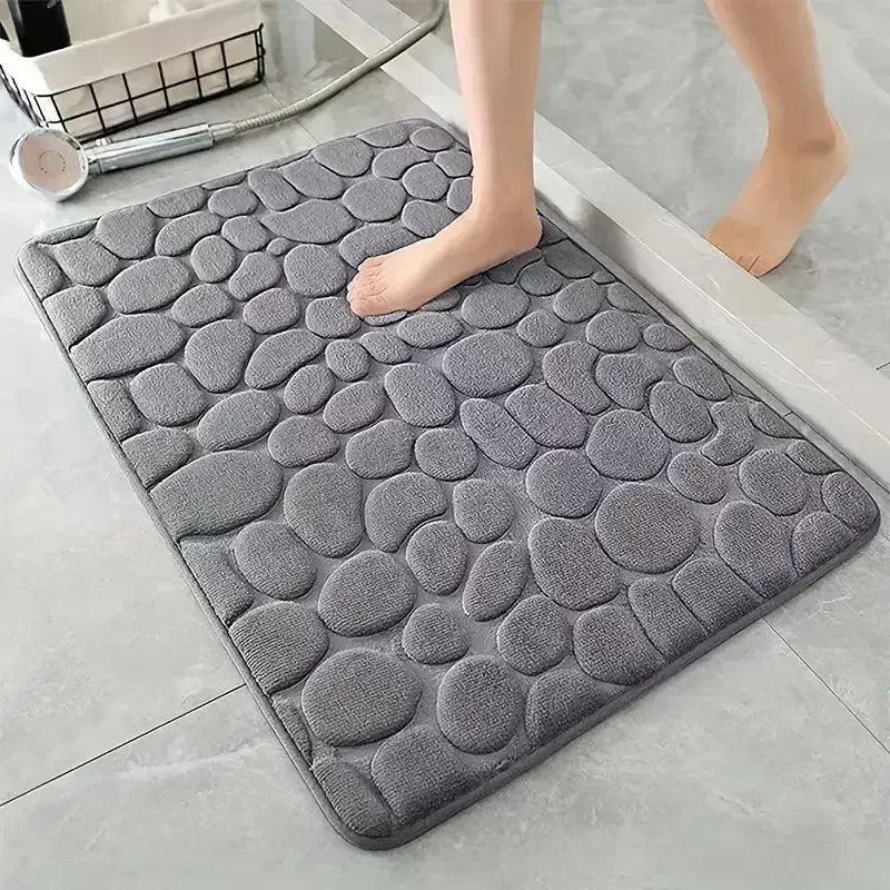 Modern Bathroom Shower Mat, 3D Cobblestone Embossed Cloth Floor Mat, 40 x 60 cm, Machine-Made Solid Design - product view 6