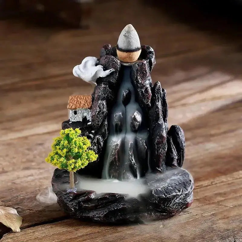 Backflow Incense Holder Waterfall Burner, Polyresin Home Décor Accent for Aroma and Smell-Removing Use - product view 1
