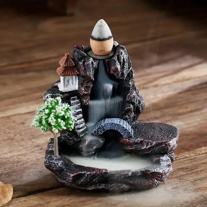 Backflow Incense Holder Waterfall Burner, Polyresin Home Décor Accent for Aroma and Smell-Removing Use - product view 2