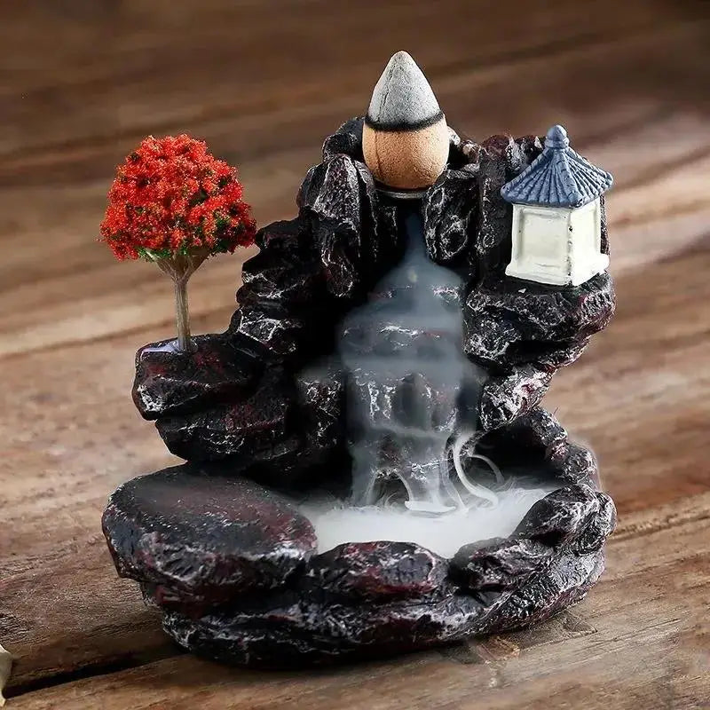 Backflow Incense Holder Waterfall Burner, Polyresin Home Décor Accent for Aroma and Smell-Removing Use - product view 4
