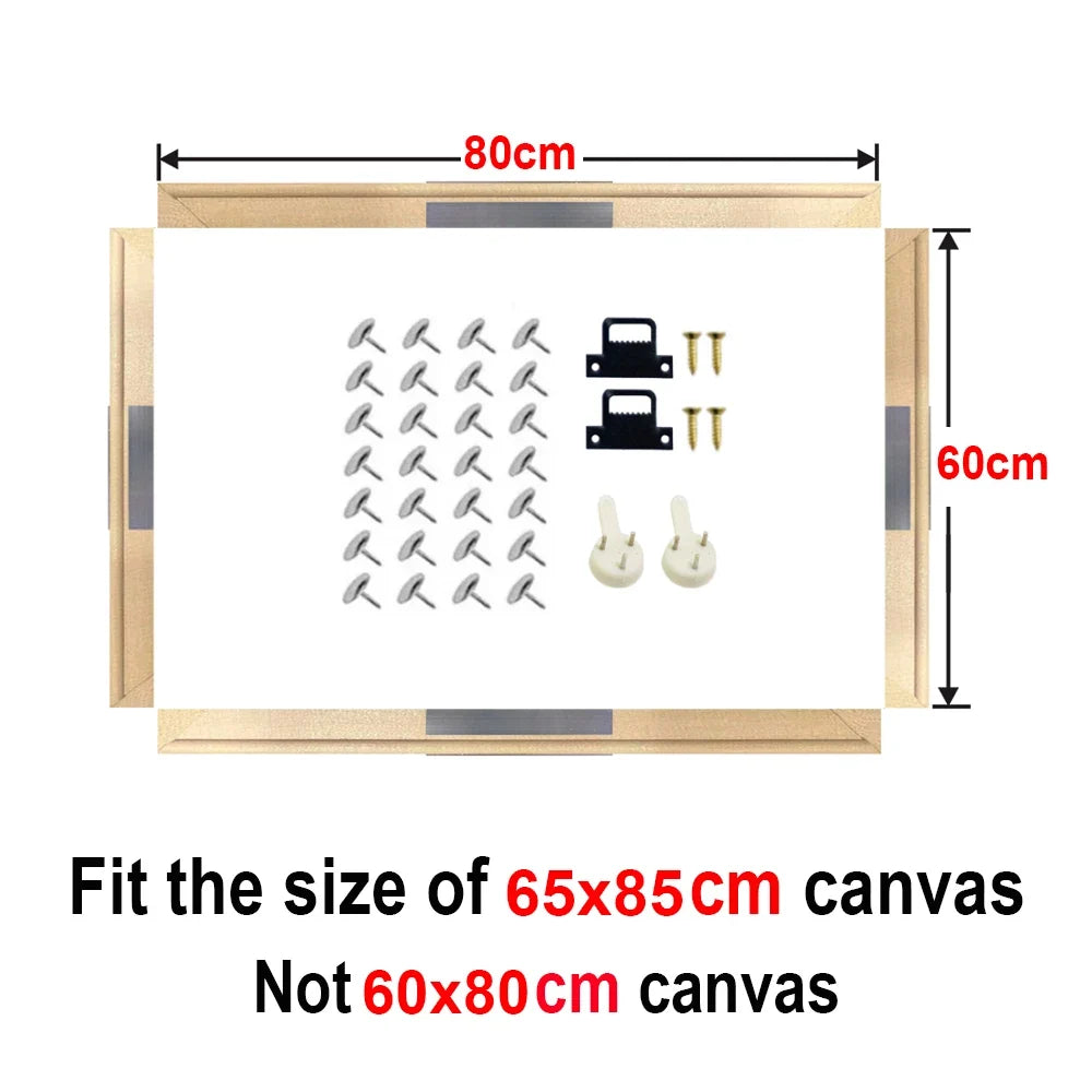 Wood Picture Frame, Rectangular Pastoral Wall Art Frame, 60 x 80 cm Display for Canvas and Painting Décor - product view 1