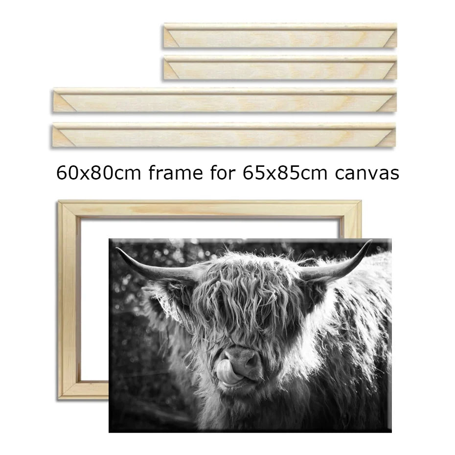 Wood Picture Frame, Rectangular Pastoral Wall Art Frame, 60 x 80 cm Display for Canvas and Painting Décor - product view 2