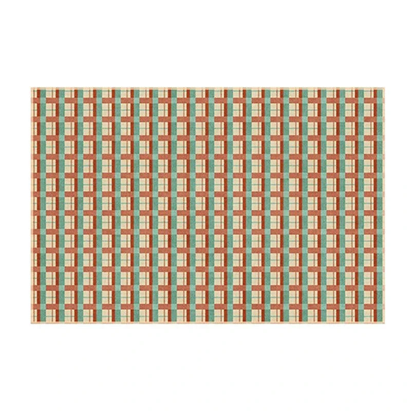 Plaid Area Rug, Soft Short-Pile Polyester, PVC Backing, Machine-Made Rectangle for Bedroom, Living Room and Entryway - product view 1