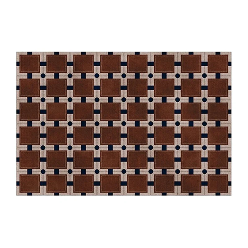 Plaid Area Rug, Soft Short-Pile Polyester, PVC Backing, Machine-Made Rectangle for Bedroom, Living Room and Entryway - product view 4