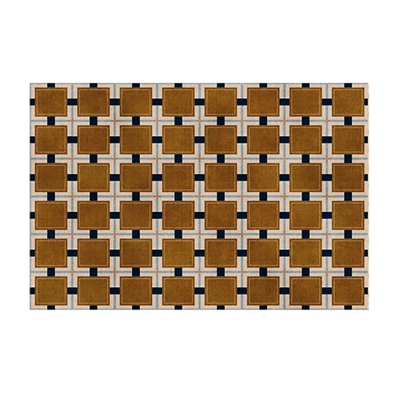 Plaid Area Rug, Soft Short-Pile Polyester, PVC Backing, Machine-Made Rectangle for Bedroom, Living Room and Entryway - product view 5