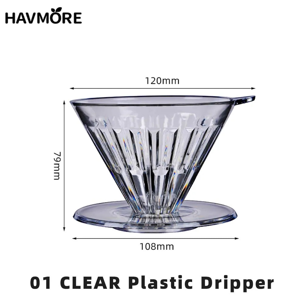 Reusable Coffee Dripper, Plastic Pour-Over Filter with Cone Basket and Spiral Ribs for 1–2 or 1–4 Cups - product view 3