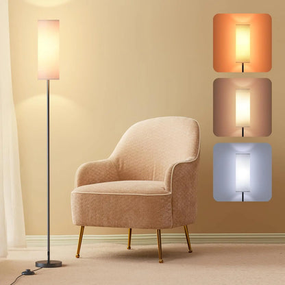Modern Iron Floor Lamp with Cloth Shade, Foot-Switch Dimming, 3 Color Temperatures, 6–10W LED Light for Bedroom and Living Room - product view 2