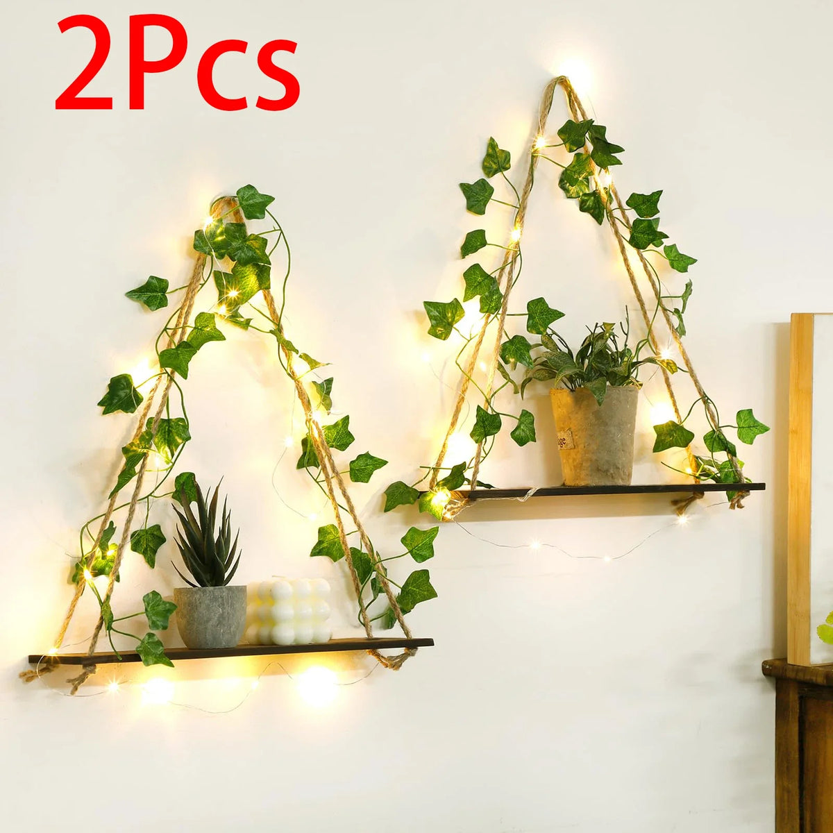 Modern Wood Wall Shelf, Rectangular Hanging Display Shelf with Assembly Required for Bedroom, Living Room and Kitchen Décor - product view 2