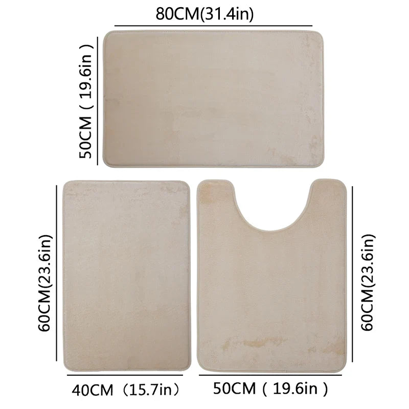 Microfiber Bath Mat, Machine-Made Printed Bathroom Floor Rug, Soft Absorbent Modern Carpet in Khaki, Gray, Coffee or Blue - product view 1