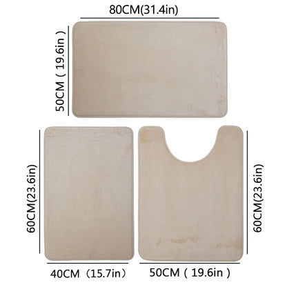 Microfiber Bath Mat, Machine-Made Printed Bathroom Floor Rug, Soft Absorbent Modern Carpet in Khaki, Gray, Coffee or Blue - product view 1