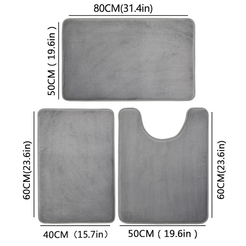 Microfiber Bath Mat, Machine-Made Printed Bathroom Floor Rug, Soft Absorbent Modern Carpet in Khaki, Gray, Coffee or Blue - product view 3