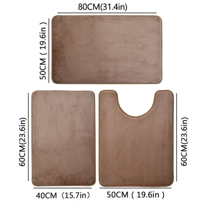 Microfiber Bath Mat, Machine-Made Printed Bathroom Floor Rug, Soft Absorbent Modern Carpet in Khaki, Gray, Coffee or Blue - product view 4