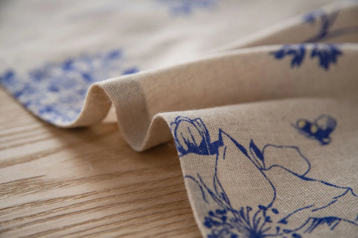Leaf Print Rectangular Tablecloth, 100% Polyester, Handmade Finish, Reusable Pastoral Mantel and Table Cover - product view 5