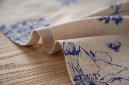 Leaf Print Rectangular Tablecloth, 100% Polyester, Handmade Finish, Reusable Pastoral Mantel and Table Cover - product view 5
