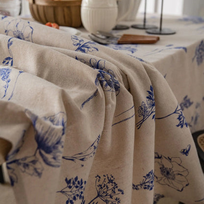 Leaf Print Rectangular Tablecloth, 100% Polyester, Handmade Finish, Reusable Pastoral Mantel and Table Cover - product view 6