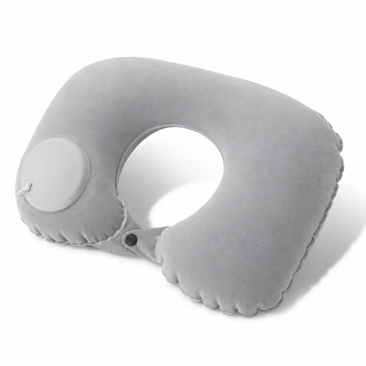 Inflatable Travel Neck Pillow, One-Touch Air Cushion, Ergonomic U-Shape, Foldable Soft Flocked Surface for Flights and Road Trips - product view 1