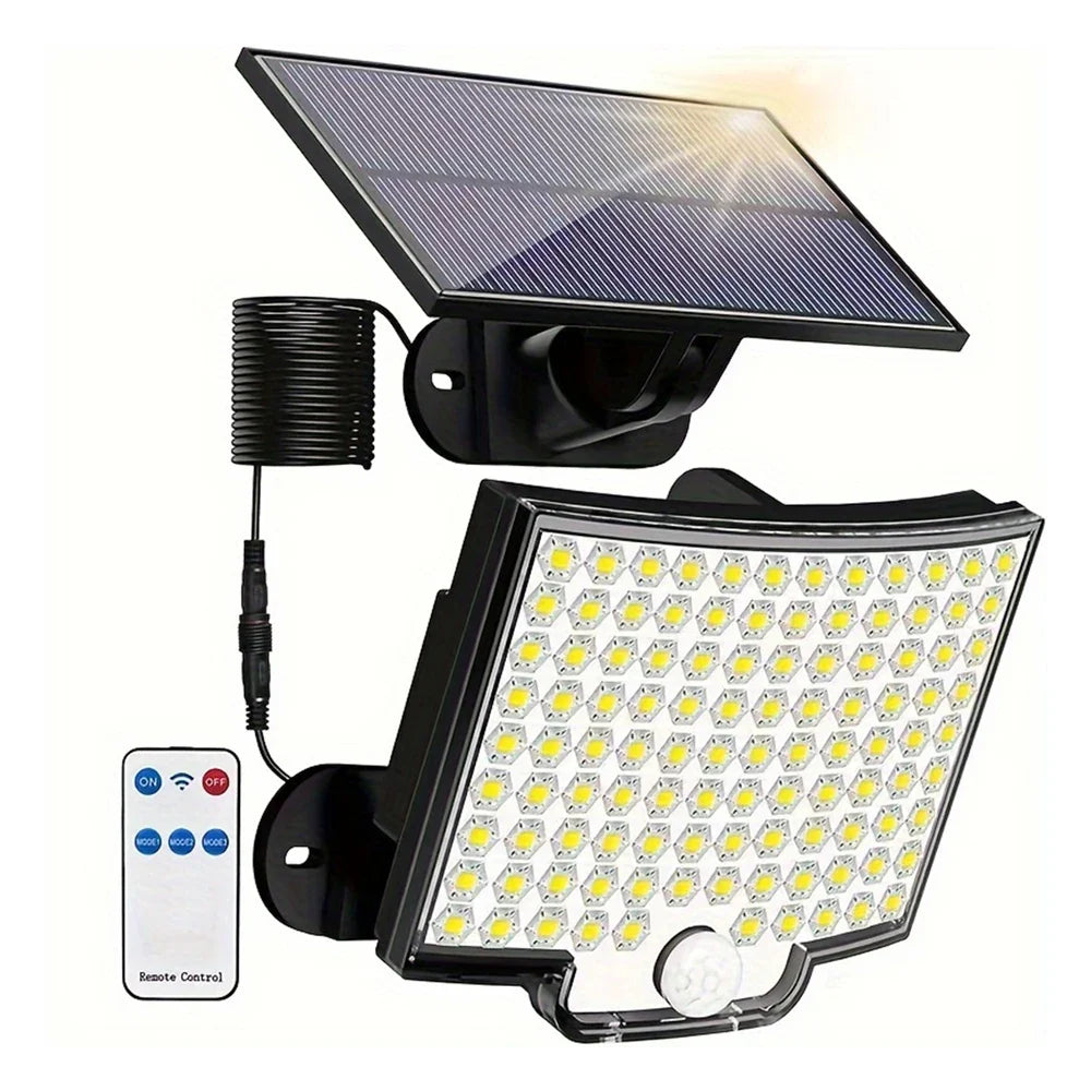 106 LED Solar Motion Flood Light, 3 Lighting Modes, Dimmable, 1800 mAh Battery, Separate Panel for Garden, Garage and Street - product view 1