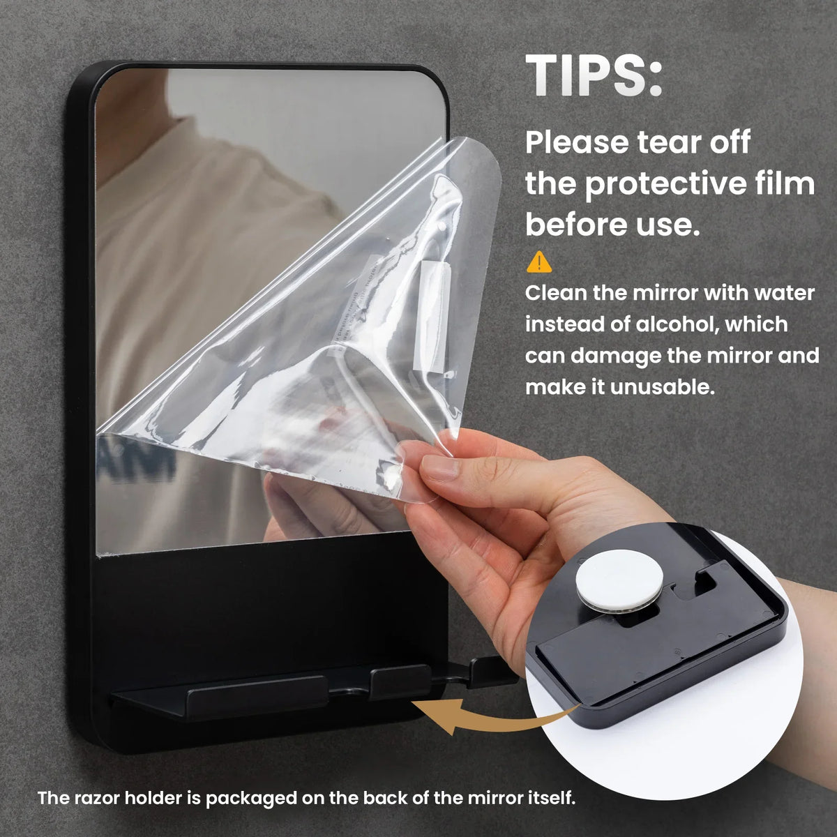 Fogless Acrylic Shower Mirror, product view 5