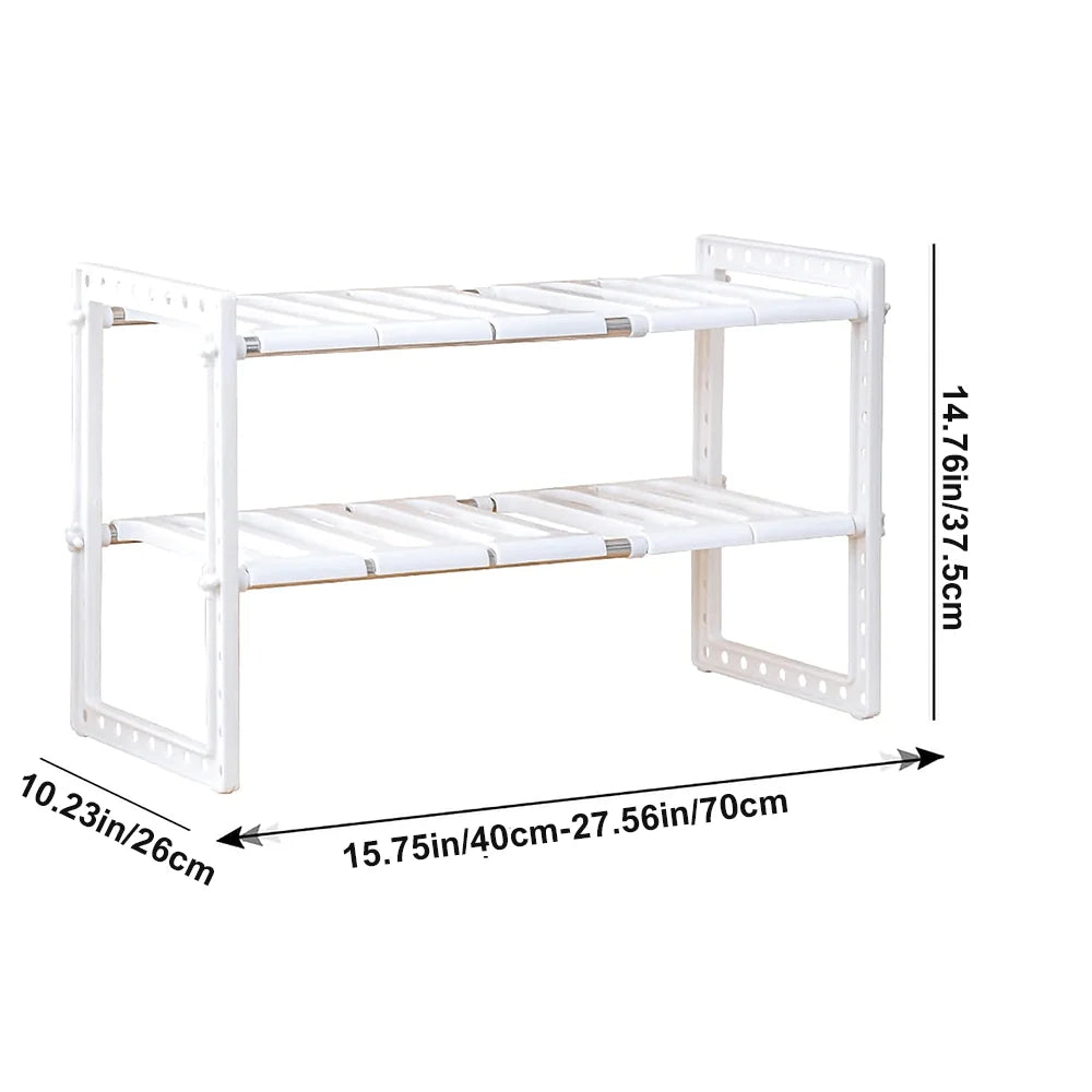 Adjustable Under Sink Organizer, 2-Tier Expandable Cabinet Shelf, 40–70 cm Length, Removable Panels for Kitchen or Bathroom - product view 4