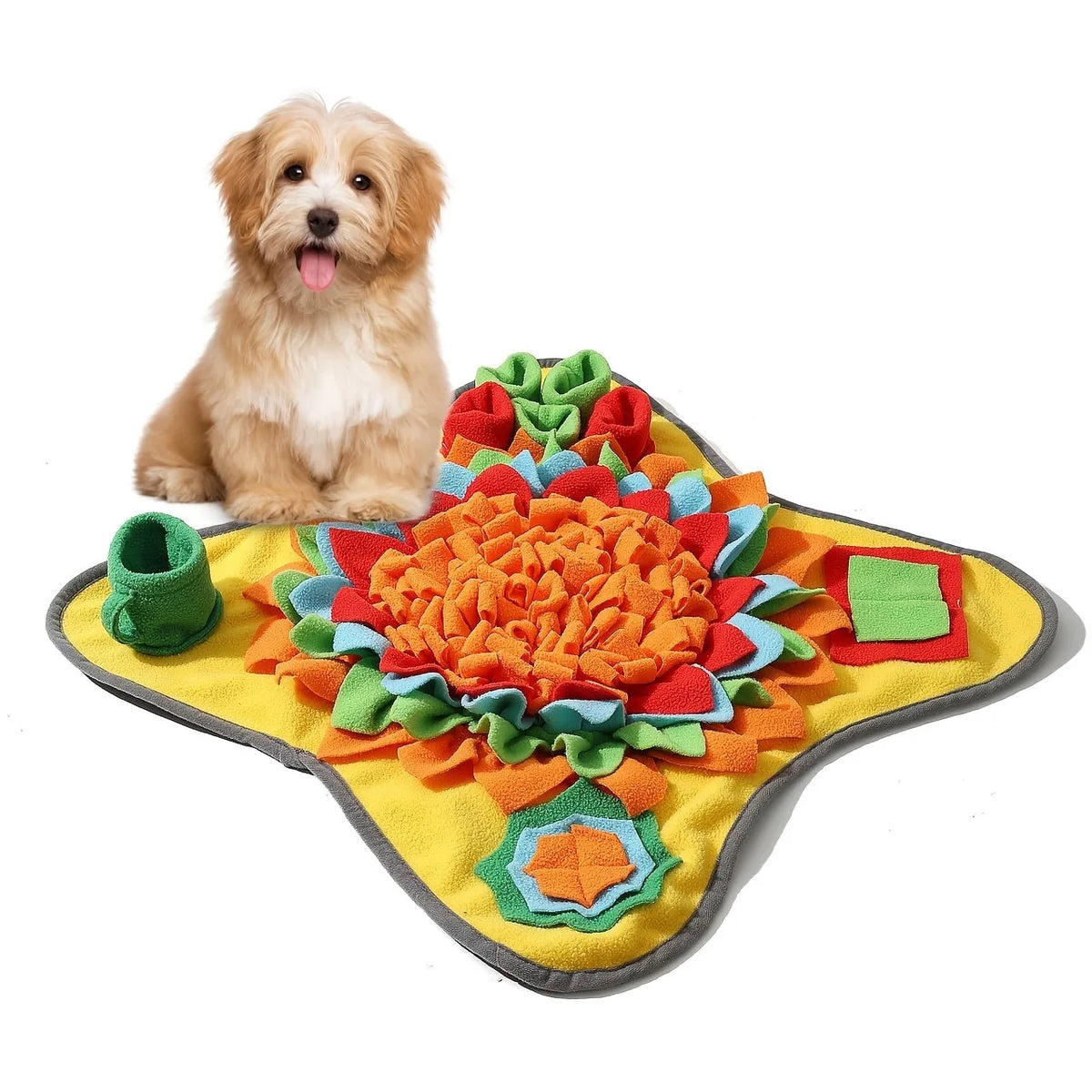 Dog Snuffle Mat, Sunflower Foraging Puzzle with Slow-Feeding Pockets, Non-Slip Foldable Washable Fleece, 20-Inch - product view 1