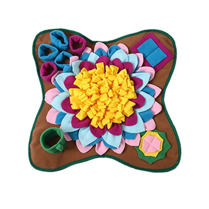 Dog Snuffle Mat, Sunflower Foraging Puzzle with Slow-Feeding Pockets, Non-Slip Foldable Washable Fleece, 20-Inch - product view 2