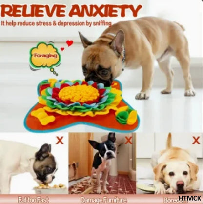 Dog Snuffle Mat, Sunflower Foraging Puzzle with Slow-Feeding Pockets, Non-Slip Foldable Washable Fleece, 20-Inch - product view 4