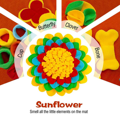 Dog Snuffle Mat, Sunflower Foraging Puzzle with Slow-Feeding Pockets, Non-Slip Foldable Washable Fleece, 20-Inch - product view 6
