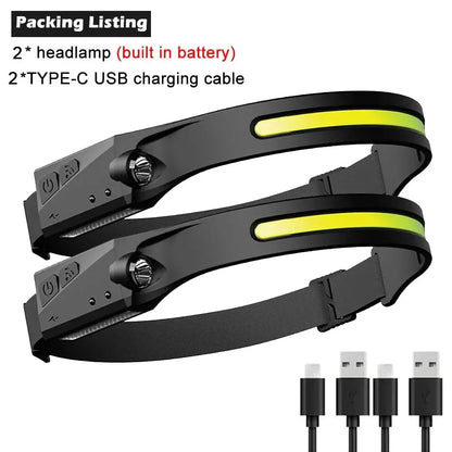 Rechargeable LED Headlamp, Motion Sensor, Three Lighting Levels, 3W Lithium Battery Head Torch for Camping and Work - product view 1